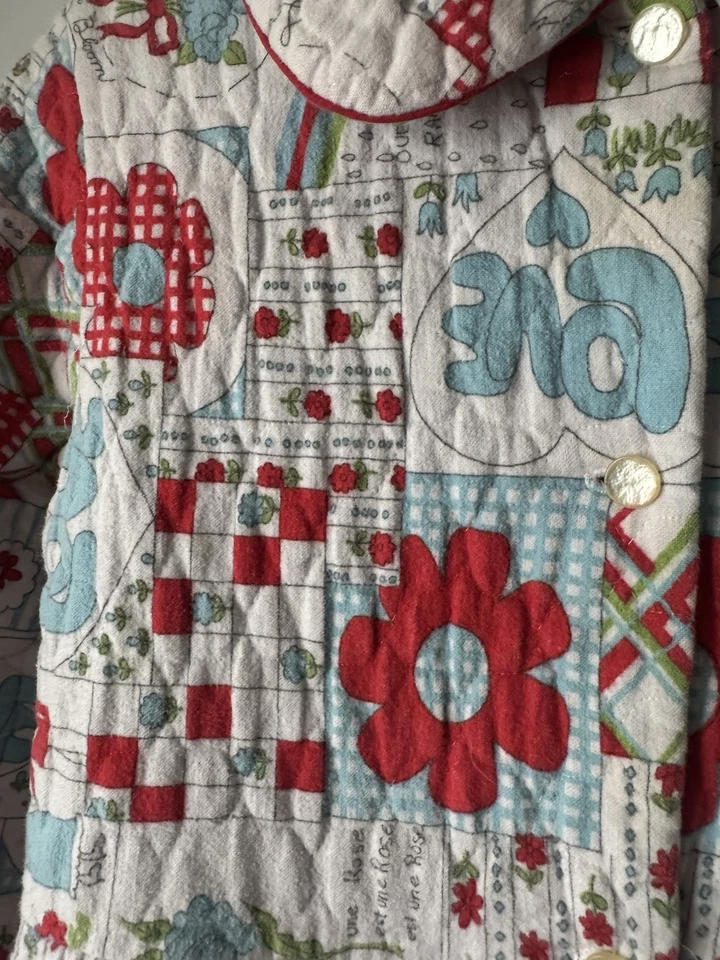 Bata Abrigo Largo Acolchado Vintage Rara Años 70’s Floral Hippie Mod Mujer’s Talla 4-6 Foto 3 de 4