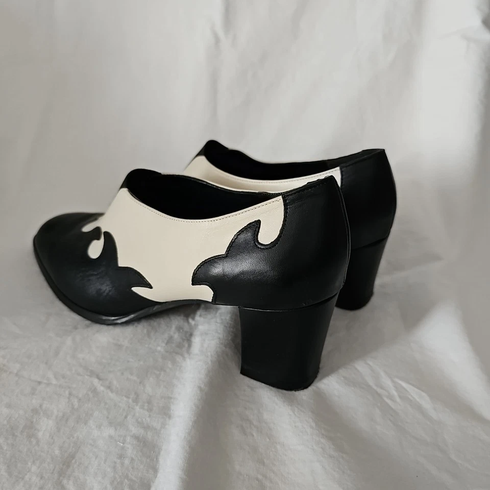 De colección Siamanto Raro Recortado Cuero Blanco y Negro Bailando? Zapatos Talla 7 Foto 2 de 4