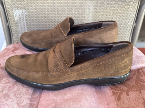 Salvatore Ferragamo Men's 8 D Brown Suede Penny Loafers Moccasin Driver Shoes - Picture 1 of 15