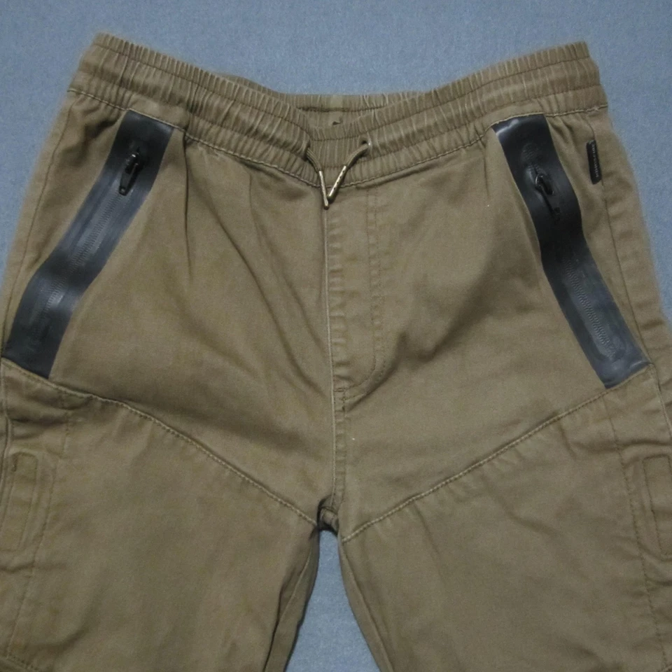 Calça jogger Ring of Fire meninos jovens tamanho grande (28x24) marrom zíper elástico - Imagem 4 de 4
