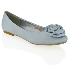 Damen Brautschuhe Satin Blume Damen Hochzeit Brautjungfer Slipper Ballerinas