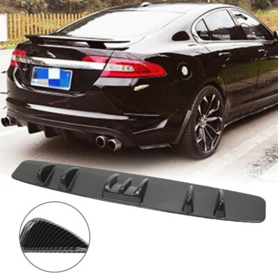 Carbon Fiber Style Rear Bumper Diffuser 7 Fin Spoiler Lip For Jaguar XE XF XJ