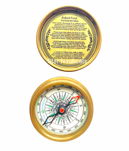 Antique Brass Poem Pocket Compass, Gift Item - 第 1/4 張圖片