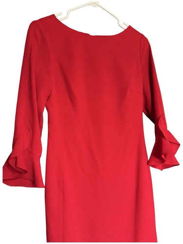 Karl Lagerfeld Paris Crepe Dress Ruffle Tulip Sleeve Lined Women's Size 2 Red - Picture 5 of 15