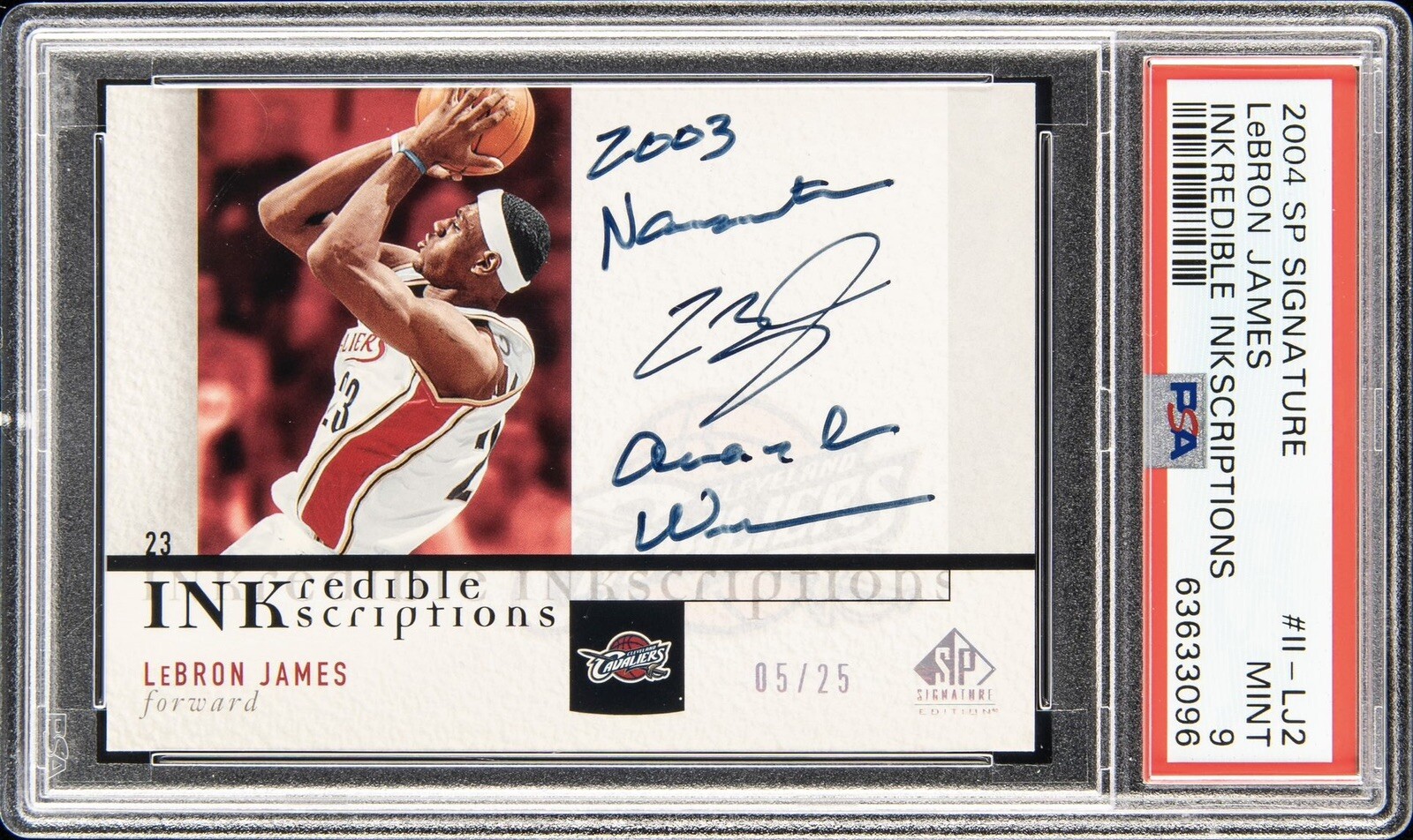 LeBron James Autographed Signed 2004 SP Inkredible Inkscriptions Auto /25 2003 RY 