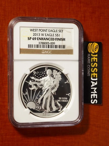 2013 W SILVER EAGLE NGC SP69 ENHANCED FINISH FROM WEST POINT SET BROWN LABEL