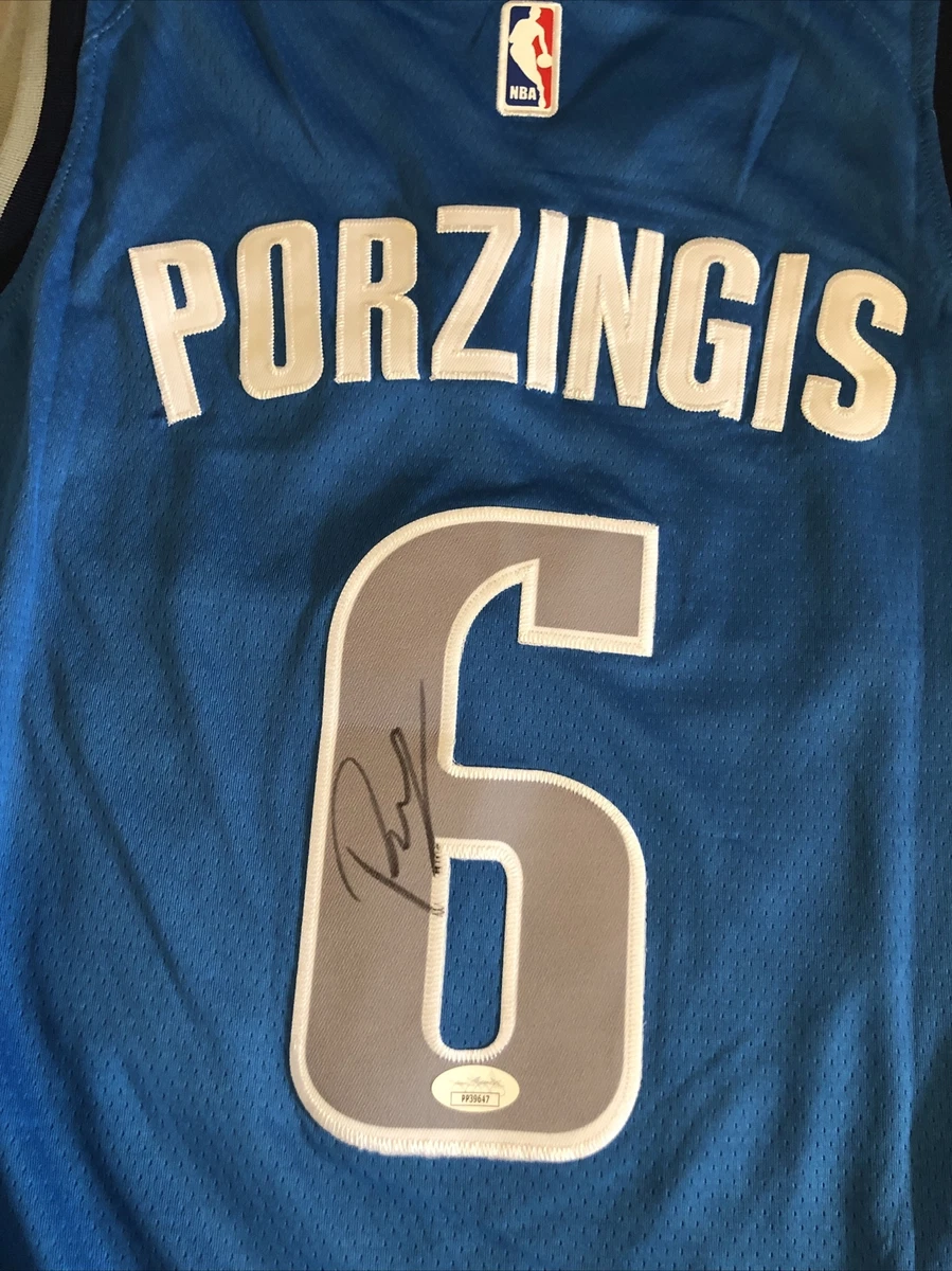 Kristaps Porzingis Dallas Mavericks Autographed Jersey JSA Certified