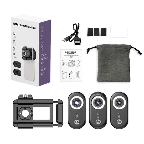 NEW PhoneMicro 5 Smartphone Microscope Lens100X - 200X Macro with LED for Phone - 第 2/19 張圖片