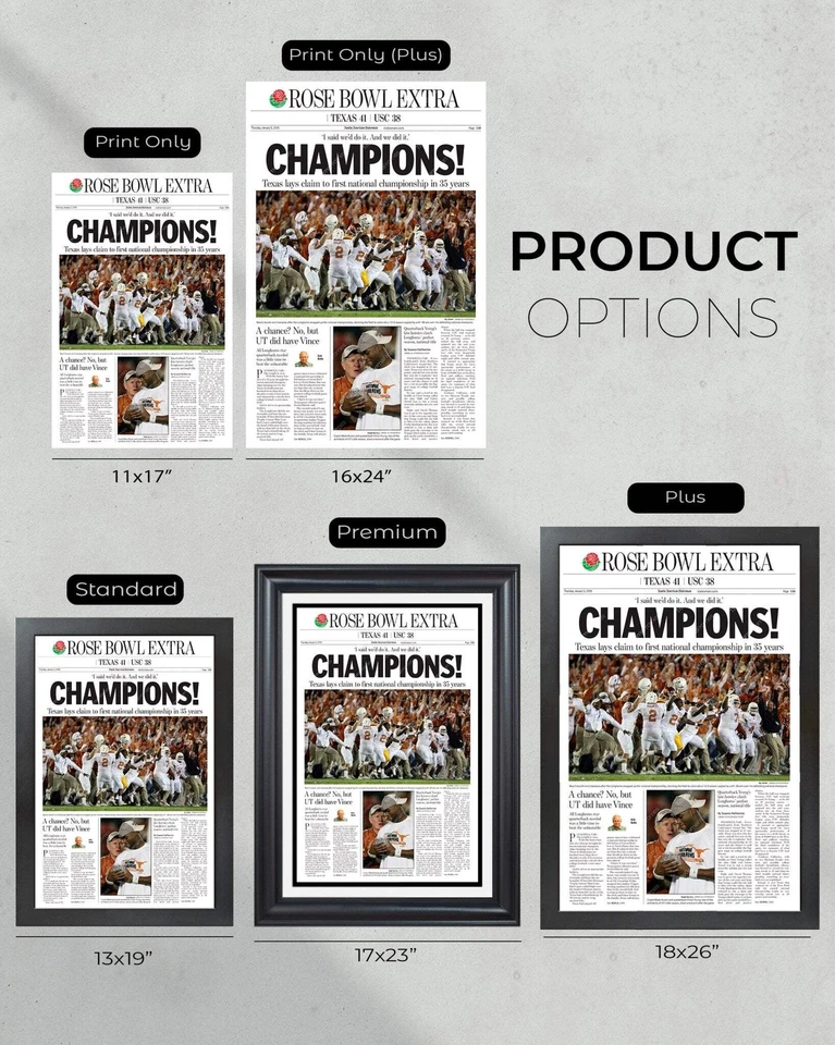 Texas Longhorns 2006 NCAA Rose Bowl Campeones de fútbol americano universitario enmarcado portada Foto 4 de 4