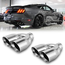 Dual 2.5 Inlet 3.5 Outlet Quad Exhaust Tip For Ford Mustang Shelby Gt350 Gt500