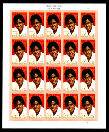 U.S. #4565 MNH, BARBARA JORDAN-BLACK HERITAGE, FOREVER SHEET, $14.60 (2011)