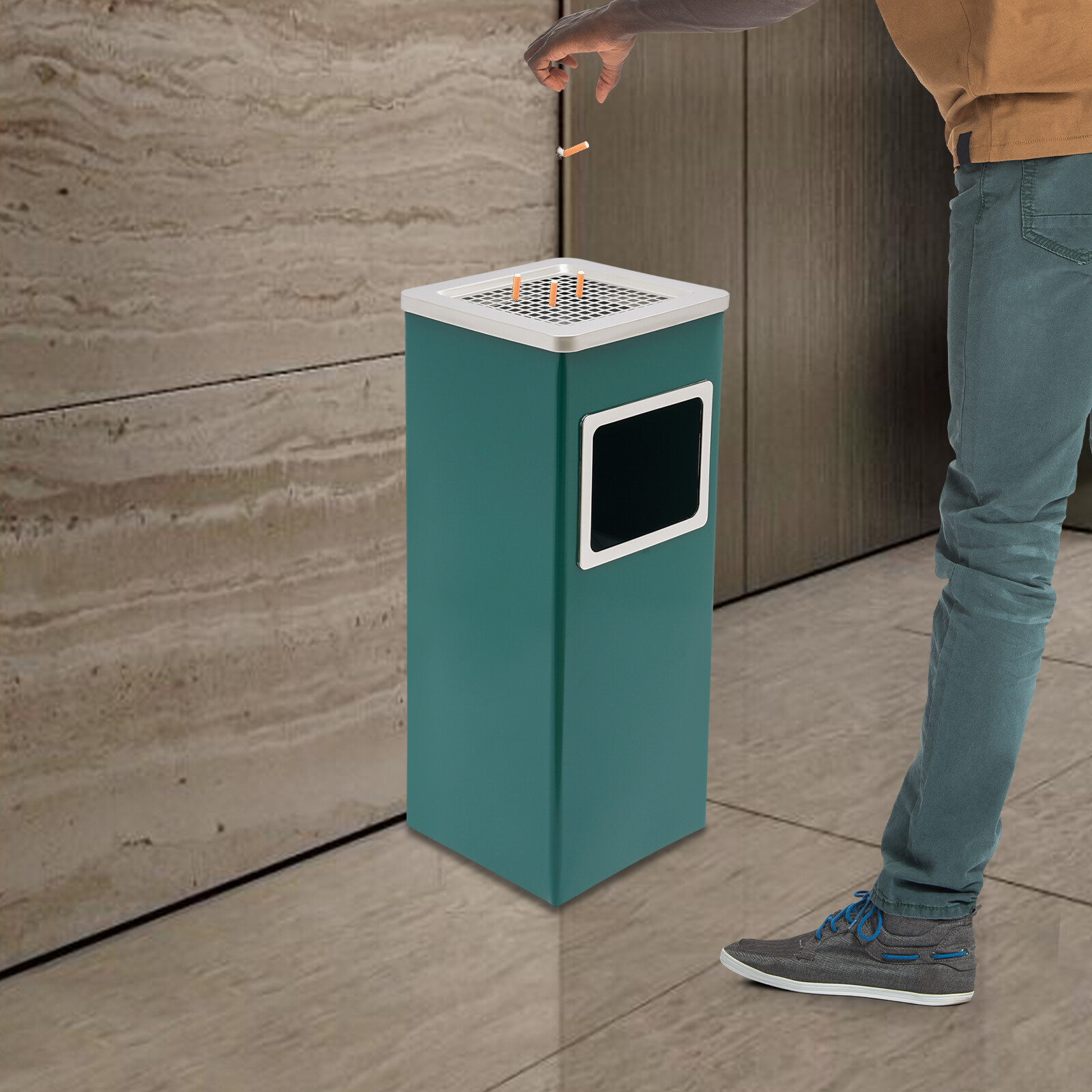 Commercial Trash Can Green Outdoor Yard Trash Can With Removable Inner Can