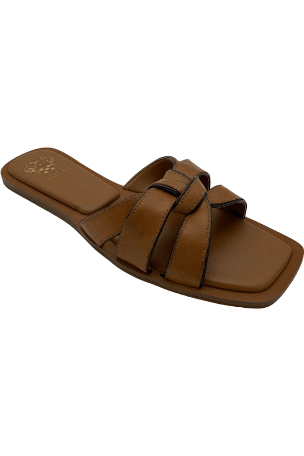 Vince Camuto Leather Slide Sandals Barcellen Golden Walnut