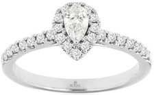 .53CT DIAMOND 14KT WHITE GOLD ROUND  PEAR SHAPE CLASSIC HALO ENGAGEMENT 3D RING