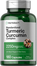 Horbaach Turmeric Curcumin 2250mg with Black Pepper  Tart Cherry, 180 Capsules