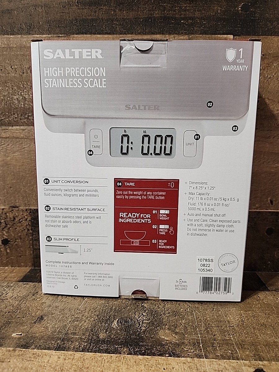 Salter 1078SS White Digital Kitchen Scale with Stainless Steel