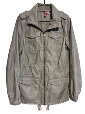 Divided By H&m Cargo Utility Army Jacket Size 6 Military Green Canvas Coat