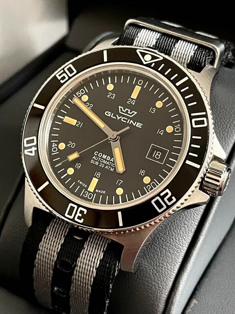 GLYCINE Combat Sub 42 Military Watch Automatic GL0083 w GLYCINE Combat Sub 42 Military Watch Automatic GL0083 w