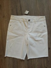 NWT Justice Girls White Bermuda Distressed Stretch Jean Shorts size 12 12 plus