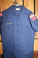 Boy Scouts of America BSA Youth Shirt 18 Large Blue Cub Sewn on patches