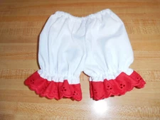 CHRISTMAS RED EYELET ON WHITE PANTY BLOOMERS  for 16 -18" CPK Cabbage Patch Kids