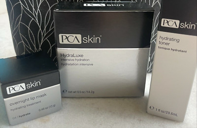 PCA SKIN Hydrating  Set 3 Specialty Products :   LIPS, & FACE   GIFT BAG