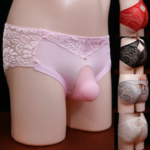 Mens Sexy Lingerie-Sissy Pouch Panties Lace Boxer Briefs Gay Underwear Knickers