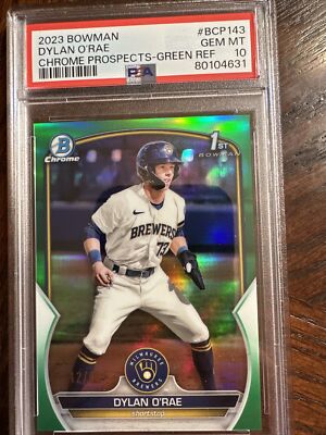2023 Bowman Chrome Dylan O'Rae SP Green Rookie Refractor 12/99 Brewers ...