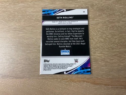 2021 Topps Finest WWE Seth Rollins Blue Refractor 140/150 SP - Picture 2 of 2