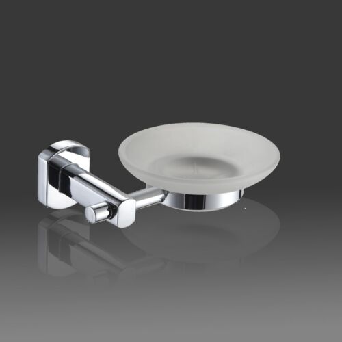 Modern Bathroom Soap Dish With Chrome Finish Wall Mounted Holder Glass  - Afbeelding 1 van 1