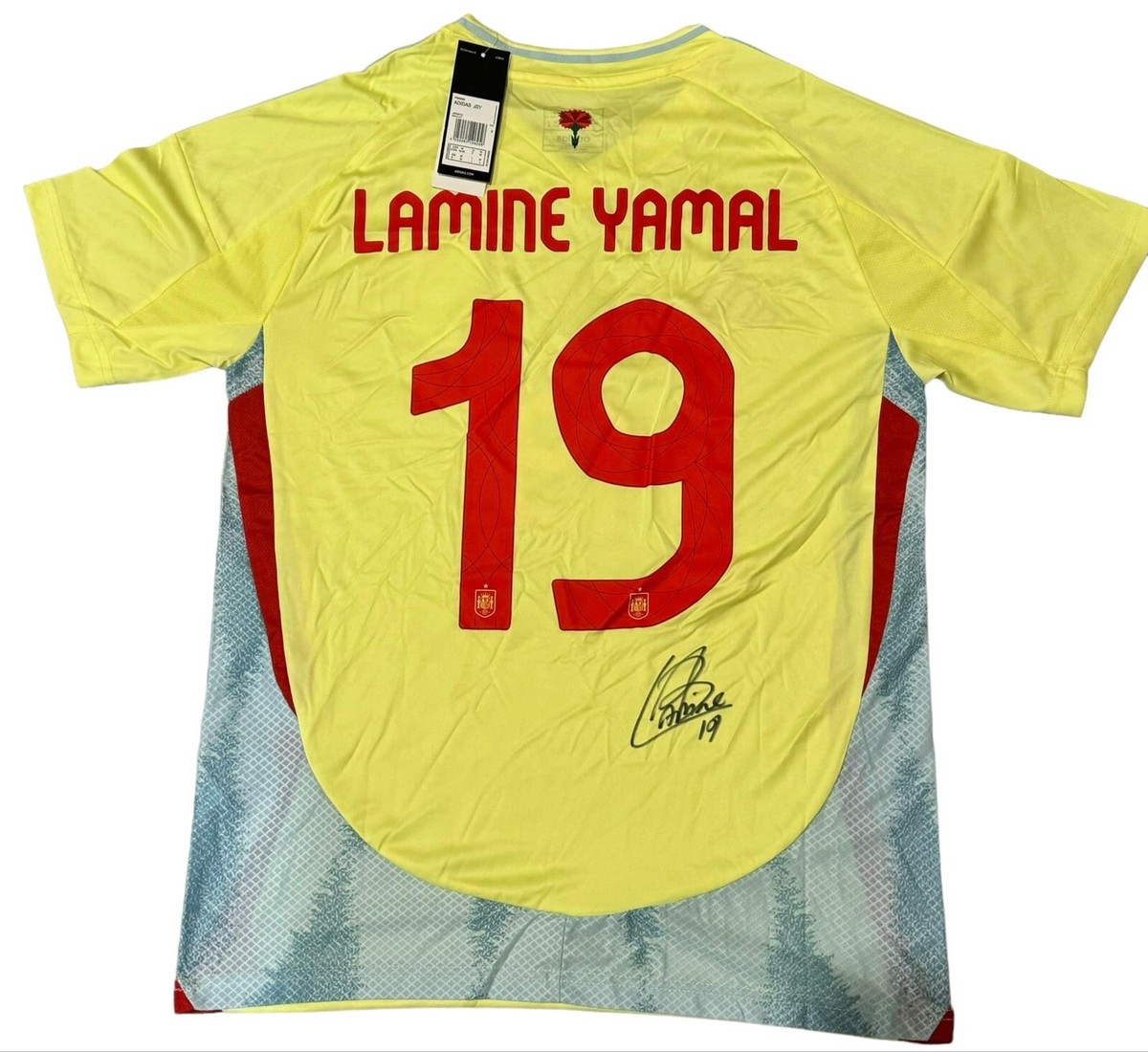 Lamine Yamal サイン入りスペイン代表シャツ LAMINE YAMAL Signed Spain No.19 Away 2024 Shirt with COA