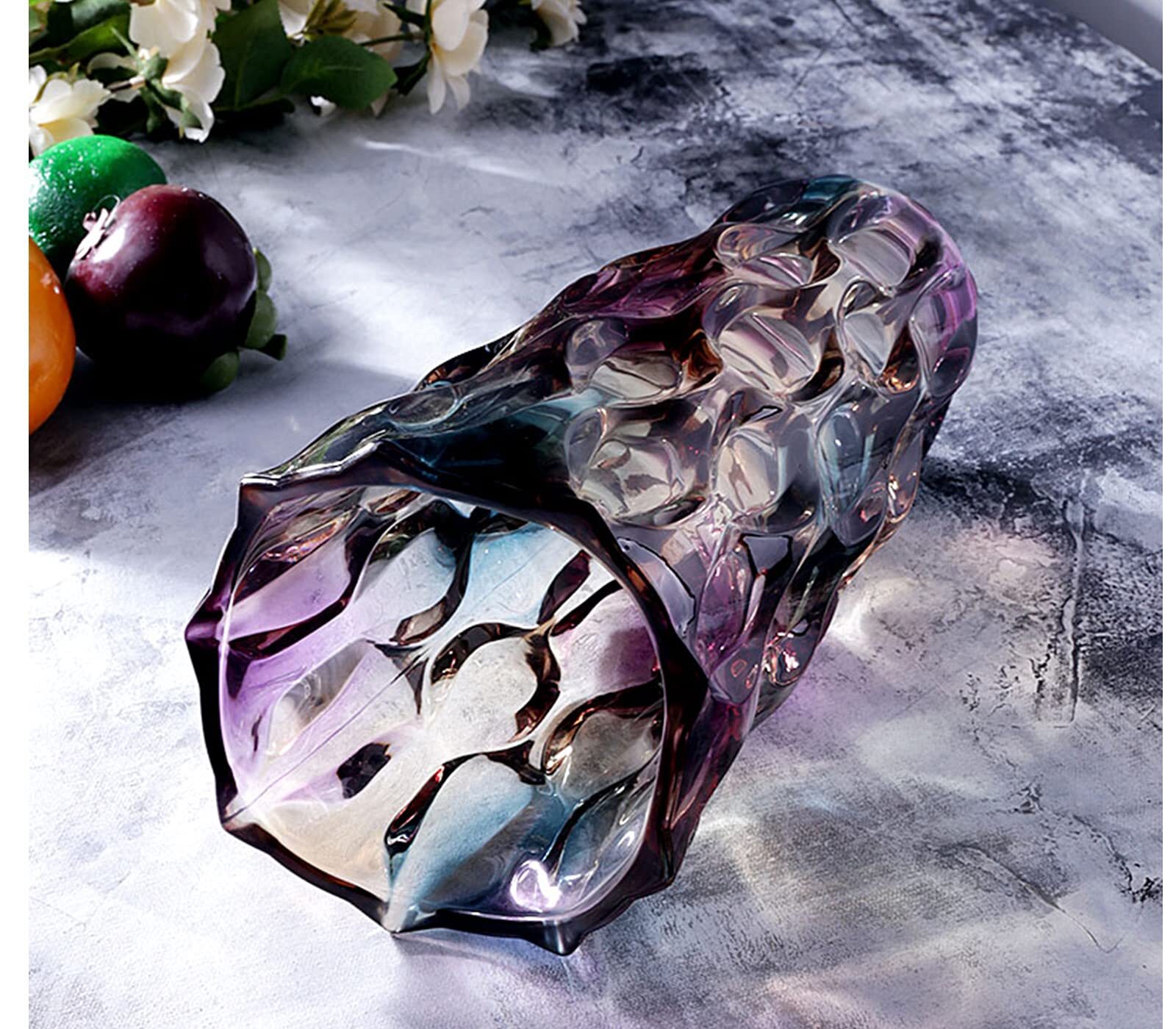 Crystal Glass Colorful Vase Flower Vase Decor for Home Dining Table