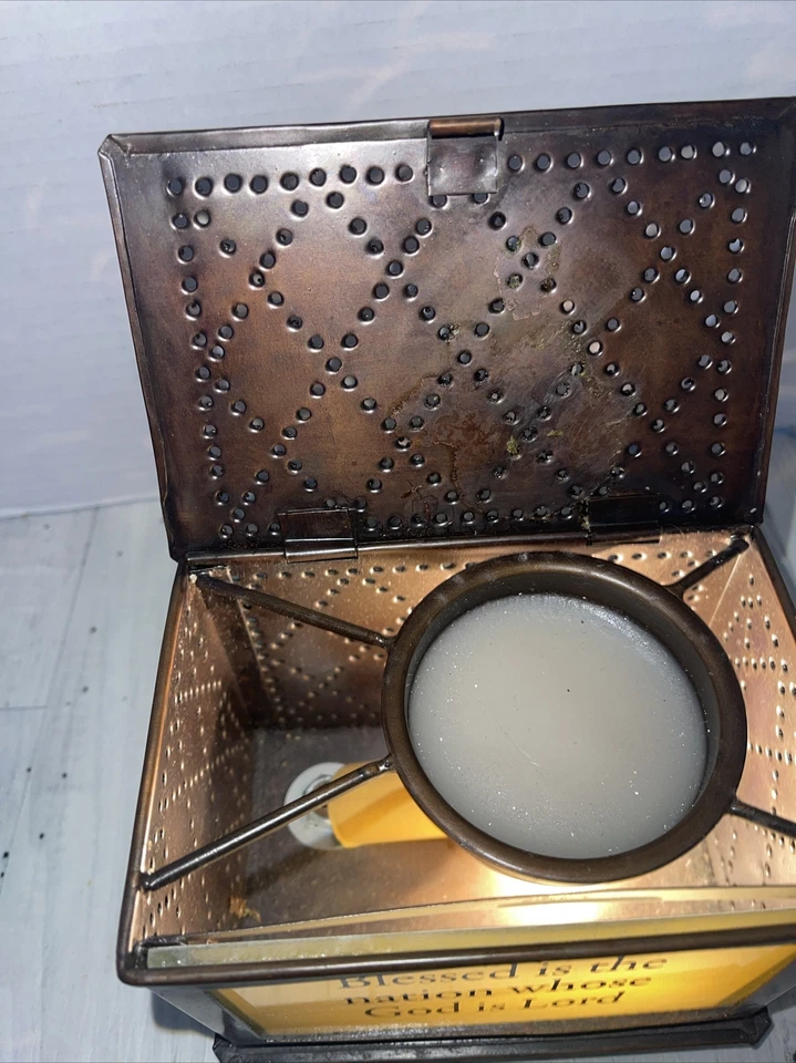 Punched Art Tin Wax Warmer Religious Theme 5x4.5x3.5 Electric Vintage - Image 4 of 4