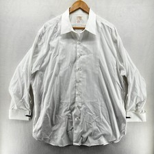 Brooks Brothers Button-Up Shirt White Men's 18.5-34 Madison Long Sleeve Collared
