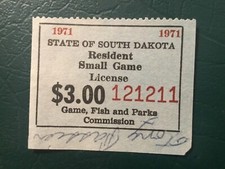 ICOLLECTZONE US South Dakota 1971 Resident Small Game Revenue Stamp VF used
