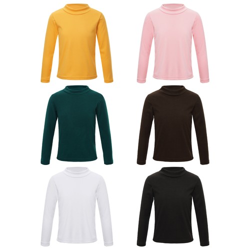 Kids Boys Girls Undershirt Solid Color Tops Sport T-shirt Unisex Underwear Tee - Picture 3 of 51
