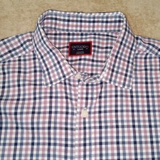 Untuckit Cascina Long Sleeve Button Up Shirt Men's Regular Fit Large Blue Red