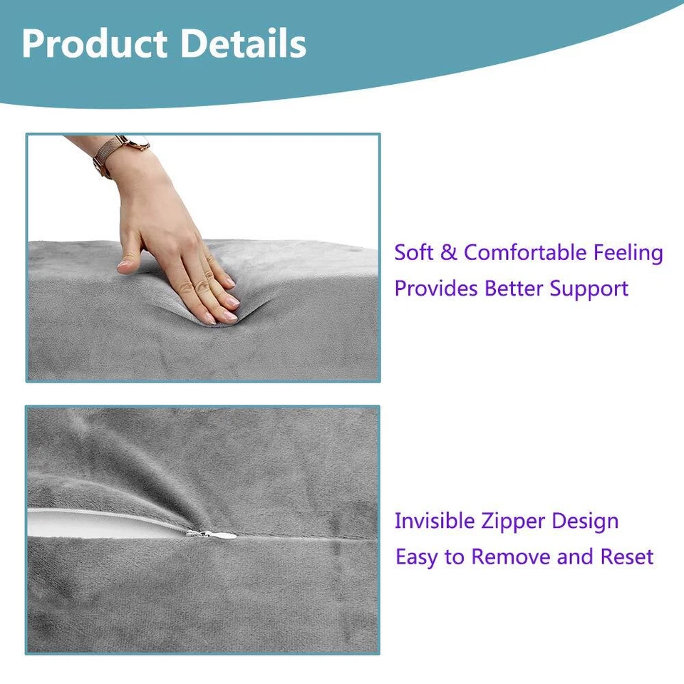 Almohada de elevación cama cuña para piernas dormir espuma cuña almohadas elevadas Foto 4 de 4