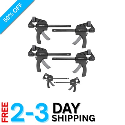 Professional 6-Piece Trigger Clamp Set   Black and Grey with Strong Grip