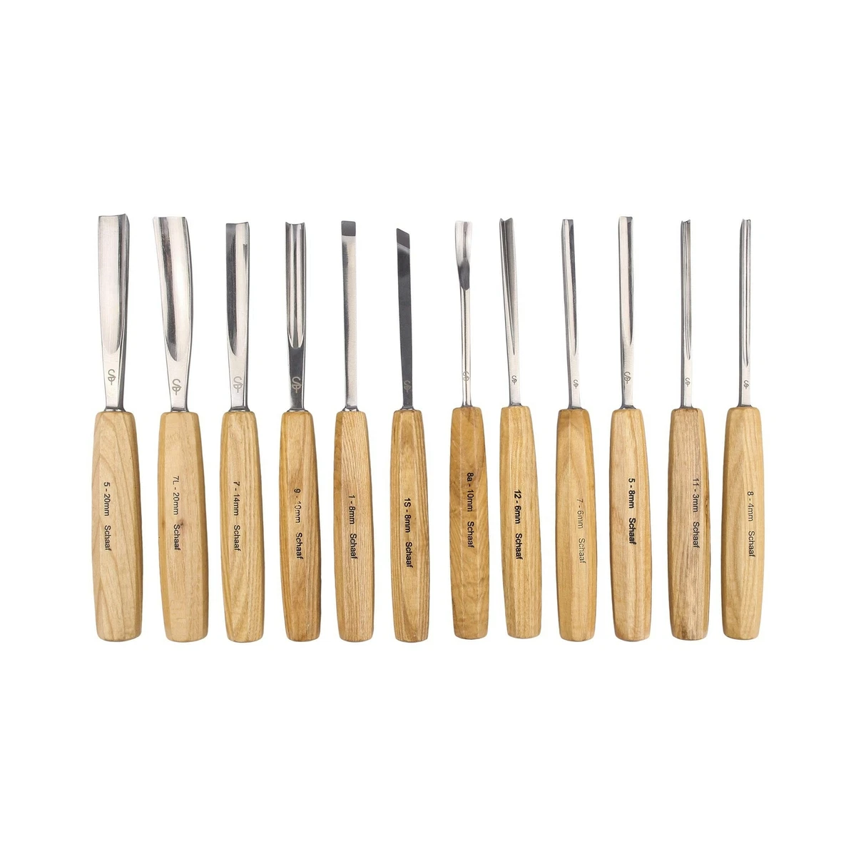 Schaaf Full Size Wood Carving Tools Set of 12 with Canvas Case Gouges and Chise