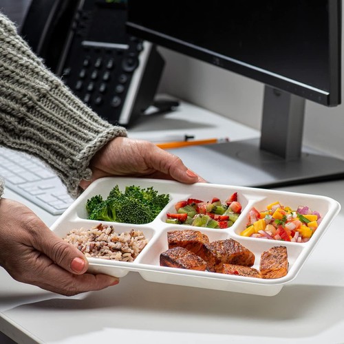 Comfy Package [125 Count 100% Compostable 5 Compartment Plates Disposable - 10 I - Picture 4 of 6
