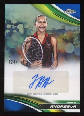 2025 Topps Chrome Tennis Erika Andreeva Auto /150 Blue Refractor #CA-EAA