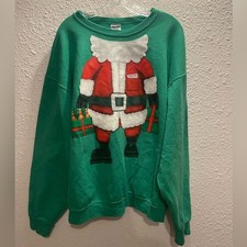 Ugly Christmas Jerzees Santa Hooded Sweatshirt