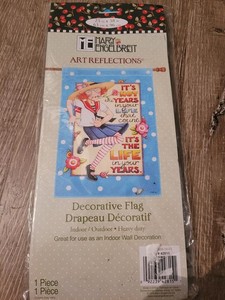 Mary Engelbreit Art Reflections Happiness Is A Habit Flag 25” x 38” NIP