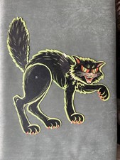 VTG 2 Halloween Jointed Black Cat Decorations The Beistle Co. Made In USA