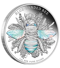 2025 Niue Australian Native Bees BLUE BANDED BEE 1 oz Silver Proof BOX COA NEW