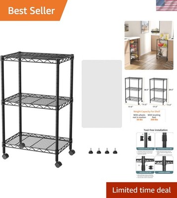 3 Small Shelves Storage Shelf Wire Shelving Unit Metal Shelf Adjustable Organ...