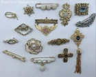 Vintage and Modern Costume Brooches Pins Jewelry Lot 14 Pieces 128g Total