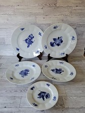 CHIPPED Royal Copenhagen Blue Flowers Angular Denmark Dinner Lunch Plates Set