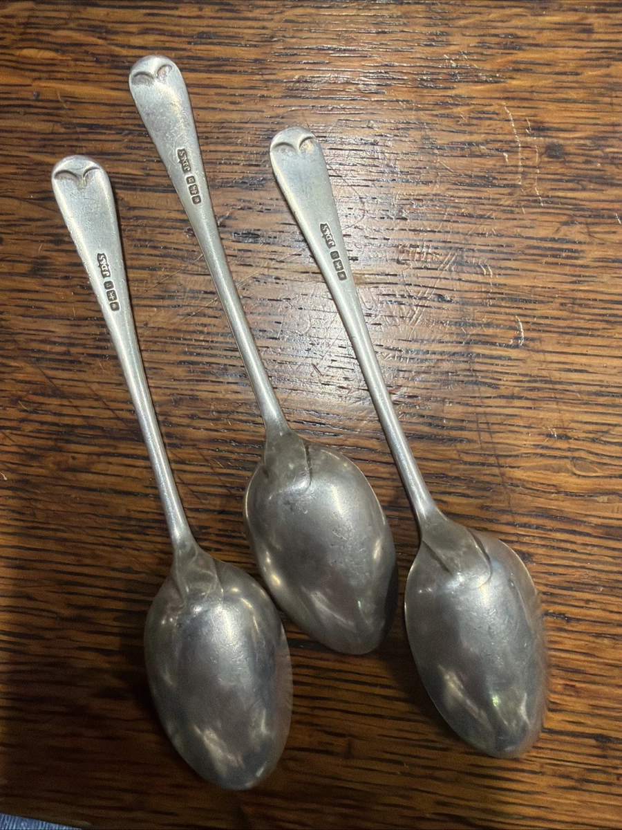 Sterling Silver 3 Demitasse Spoons Sheffield 1913, J Deakin & Sons, 125mm 54.7g